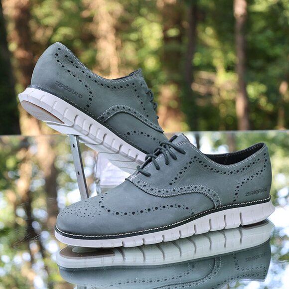 Cole Haan ZeroGrand Wingtip Oxford Pine Green - Picture 2 of 12